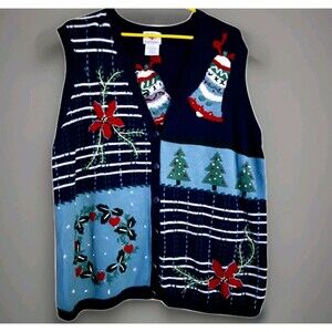 Nutcracker Women's Size 1X Vintage Christmas Poinsettia Button Down Vest